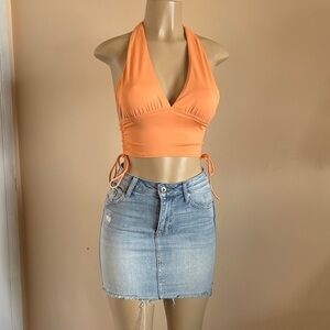 Princess Polly Orange Halter Neck Crop Top